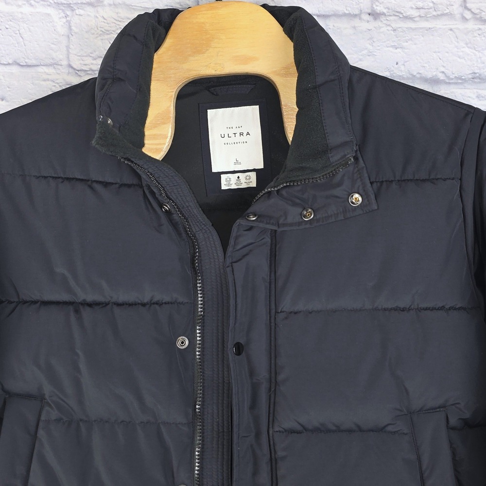 Abercrombie & Fitch Men Puffer Jacket Black Full Zip Ultra Collection Large